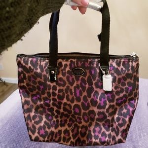 Coach Purple Leopard Print Travel Bag
